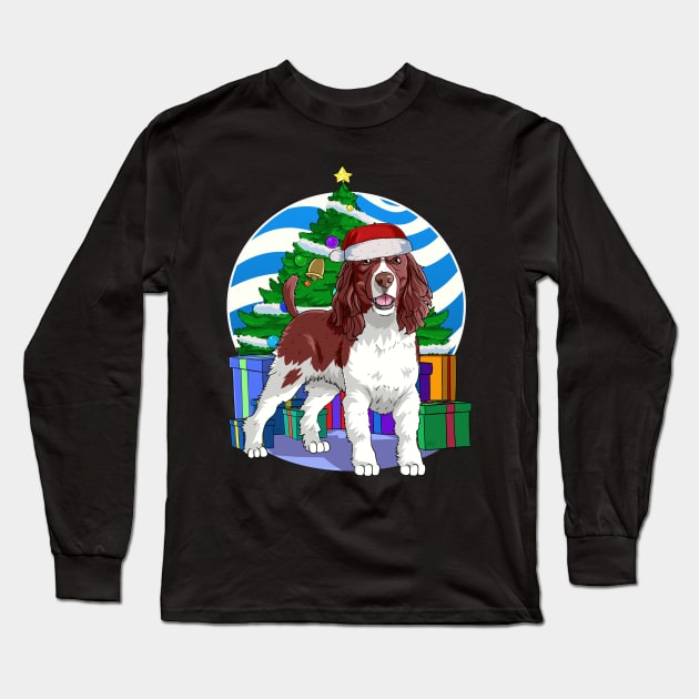 English Springer Spaniel Cute Santa Christmas Gift Long Sleeve T-Shirt by Noseking